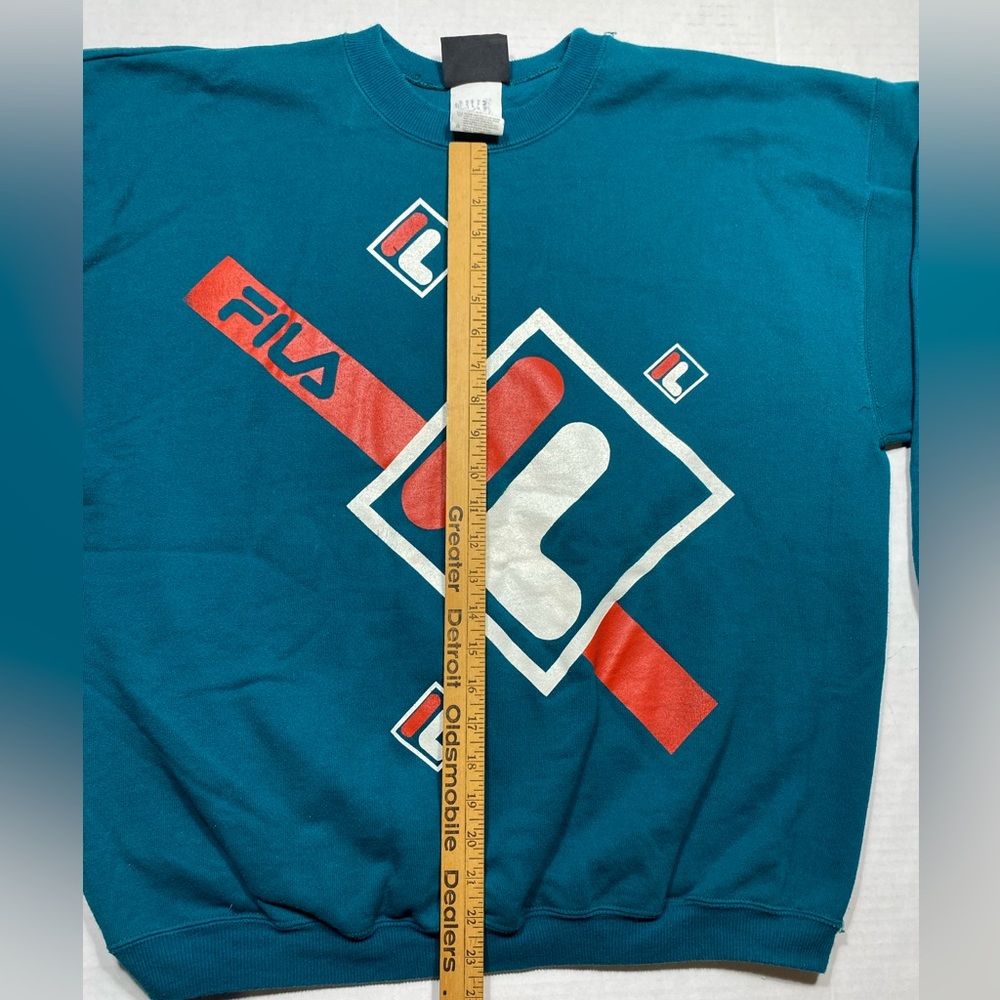 Vintage 90's FILA Big Logo Color Block Sweatshirt USA Hanes Signature Collection - Picture 8 of 8
